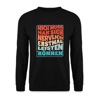 Lustiger Spruch Humor Witzig Sarkasmus Ironie - Unisex Pullover - Schwarz - Vorne - Alina (178cm) & Michal (187cm)