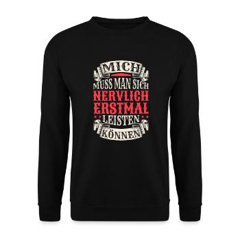 Lustiger Spruch Humor Geschenkidee Witzig Ironie - Unisex Pullover - Schwarz - Vorne - Alina (178cm) & Michal (187cm)