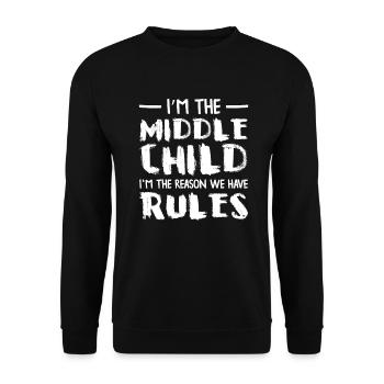 Jestem środkowym dzieckiem Jestem powodem, dla którego mamy zasady - Bluza unisex - czarny - Przód - Alina (178cm) & Michal (187cm)