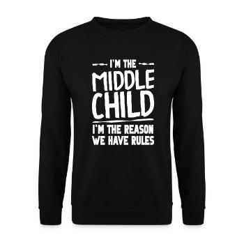 Familie Kinder Geschwister Lustig Geschenkidee - Unisex Pullover - Schwarz - Vorne - Alina (178cm) & Michal (187cm)