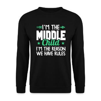 Familie Kinder Geschwister Lustig Geschenkidee - Unisex Pullover - Schwarz - Vorne - Alina (178cm) & Michal (187cm)