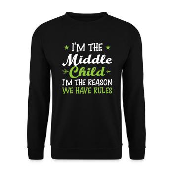 Familie Kinder Geschwister Lustig Geschenkidee - Unisex Pullover - Schwarz - Vorne - Alina (178cm) & Michal (187cm)