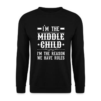 Familie Kinder Geschwister Lustig Geschenkidee - Unisex Pullover - Schwarz - Vorne - Alina (178cm) & Michal (187cm)