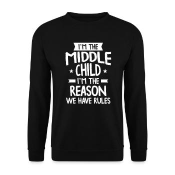 Familie Kinder Geschwister Lustig Geschenkidee - Unisex Pullover - Schwarz - Vorne - Alina (178cm) & Michal (187cm)