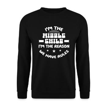 Familie Kinder Geschwister Lustig Geschenkidee - Unisex Pullover - Schwarz - Vorne - Alina (178cm) & Michal (187cm)