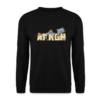 Halloween Piraten Spruch Outfit Kostüm Arrgh - Unisex Pullover - Schwarz - Vorne - Alina (178cm) & Michal (187cm)