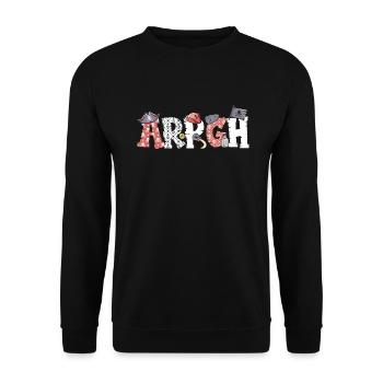 Halloween Piraten Spruch Outfit Kostüm Arrgh - Unisex Pullover - Schwarz - Vorne - Alina (178cm) & Michal (187cm)