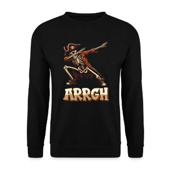 Halloween Piraten Spruch Outfit Kostüm Arrgh - Unisex Pullover - Schwarz - Vorne - Alina (178cm) & Michal (187cm)