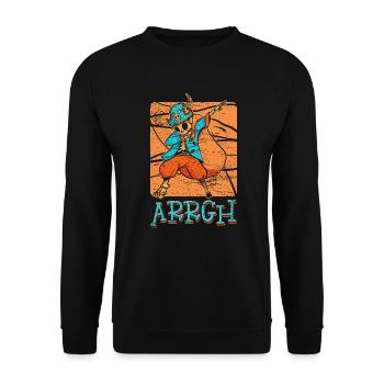 Halloween Piraten Spruch Outfit Kostüm Arrgh - Unisex Pullover - Schwarz - Vorne - Alina (178cm) & Michal (187cm)