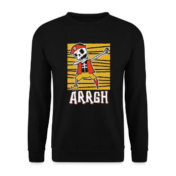 Halloween Piraten Spruch Outfit Kostüm Arrgh - Unisex Pullover - Schwarz - Vorne - Alina (178cm) & Michal (187cm)