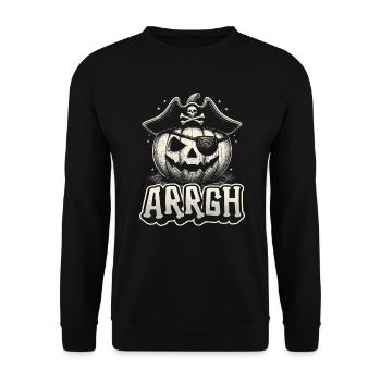 Halloween Piraten Spruch Outfit Kostüm Arrgh - Unisex Pullover - Schwarz - Vorne - Alina (178cm) & Michal (187cm)
