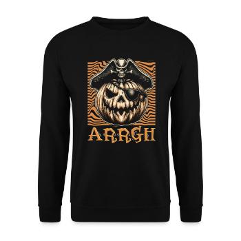Halloween Piraten Spruch Outfit Kostüm Arrgh - Unisex Pullover - Schwarz - Vorne - Alina (178cm) & Michal (187cm)