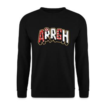 Halloween Piraten Spruch Outfit Kostüm Arrgh - Unisex Pullover - Schwarz - Vorne - Alina (178cm) & Michal (187cm)