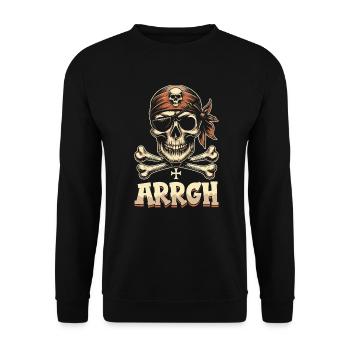 Halloween Piraten Spruch Outfit Kostüm Arrgh - Unisex Pullover - Schwarz - Vorne - Alina (178cm) & Michal (187cm)