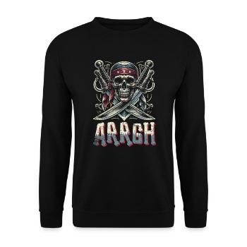 Halloween Piraten Spruch Outfit Kostüm Arrgh - Unisex Pullover - Schwarz - Vorne - Alina (178cm) & Michal (187cm)