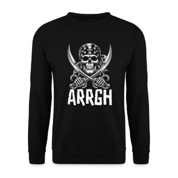 Halloween Piraten Spruch Outfit Kostüm Arrgh - Unisex Pullover - Schwarz - Vorne - Alina (178cm) & Michal (187cm)