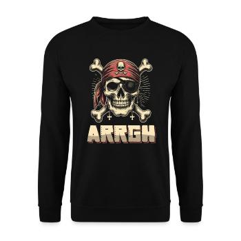 Halloween Piraten Spruch Outfit Kostüm Arrgh - Unisex Pullover - Schwarz - Vorne - Alina (178cm) & Michal (187cm)