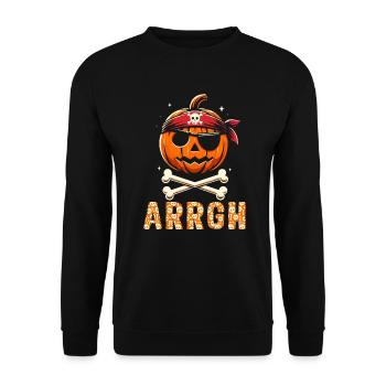 Halloween Piraten Spruch Outfit Kostüm Arrgh - Unisex Pullover - Schwarz - Vorne - Alina (178cm) & Michal (187cm)