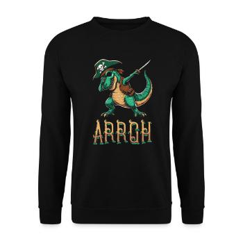 Halloween Piraten Spruch Outfit Kostüm Arrgh - Unisex Pullover - Schwarz - Vorne - Alina (178cm) & Michal (187cm)