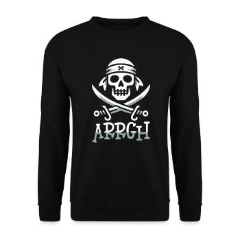Halloween Piraten Spruch Outfit Kostüm Arrgh - Unisex Pullover - Schwarz - Vorne - Alina (178cm) & Michal (187cm)