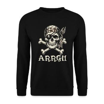 Halloween Piraten Spruch Outfit Kostüm Arrgh - Unisex Pullover - Schwarz - Vorne - Alina (178cm) & Michal (187cm)