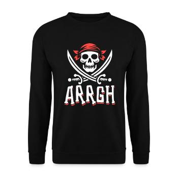 Halloween Piraten Spruch Outfit Kostüm Arrgh - Unisex Pullover - Schwarz - Vorne - Alina (178cm) & Michal (187cm)
