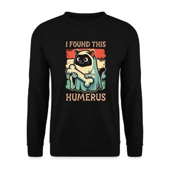 Halloween Cat Ghost Humor Saying Funny - Unisex Sweatshirt - black - Front - Alina (178cm) & Michal (187cm)