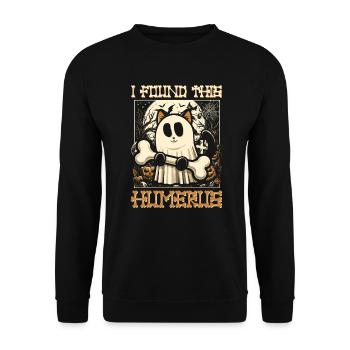 Halloween Cat Ghost Humor Saying Funny - Unisex Sweatshirt - black - Front - Alina (178cm) & Michal (187cm)