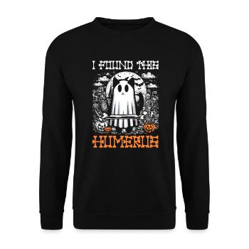 Halloween Cat Ghost Humor Saying Funny - Unisex Sweatshirt - black - Front - Alina (178cm) & Michal (187cm)