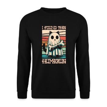 Halloween Cat Ghost Humor Saying Funny - Unisex Sweatshirt - black - Front - Alina (178cm) & Michal (187cm)