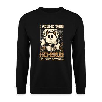 Halloween Katze Geist Humor Spruch Lustig - Unisex Pullover - Schwarz - Vorne - Alina (178cm) & Michal (187cm)