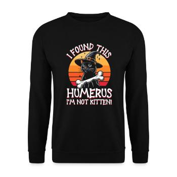 Halloween Katze Hexe Humor Spruch Lustig - Unisex Pullover - Schwarz - Vorne - Alina (178cm) & Michal (187cm)