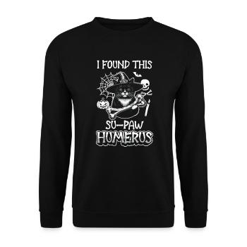 Halloween chat sorcière humour disant drôle - Sweat-shirt Unisexe - noir - Devant - Alina (178cm) & Michal (187cm)