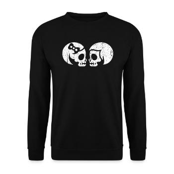Halloween Geist Schädel - Unisex Pullover - Schwarz - Vorne - Alina (178cm) & Michal (187cm)