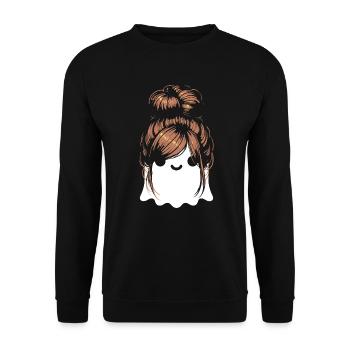 Halloween Geist Frauen Mädchen - Unisex Pullover - Schwarz - Vorne - Alina (178cm) & Michal (187cm)