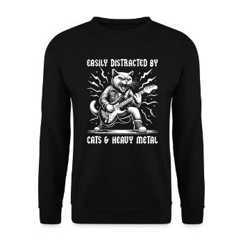 Chat Heavy Metal Musique Dire Humour Drôle - Sweat-shirt Unisexe - noir - Devant - Alina (178cm) & Michal (187cm)
