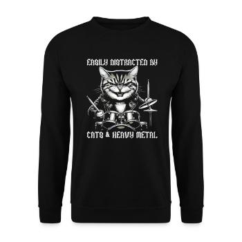Chat Heavy Metal Musique Dire Humour Drôle - Sweat-shirt Unisexe - noir - Devant - Alina (178cm) & Michal (187cm)