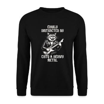 Chat Heavy Metal Musique Dire Humour Drôle - Sweat-shirt Unisexe - noir - Devant - Alina (178cm) & Michal (187cm)