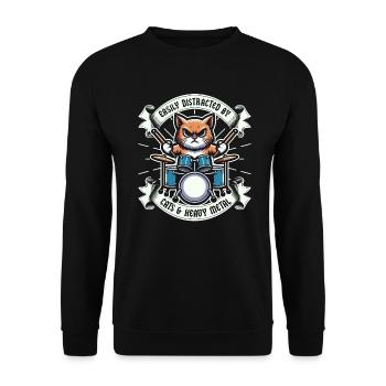 Chat Heavy Metal Musique Dire Humour Drôle - Sweat-shirt Unisexe - noir - Devant - Alina (178cm) & Michal (187cm)