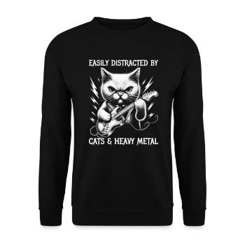 Chat Heavy Metal Musique Dire Humour Drôle - Sweat-shirt Unisexe - noir - Devant - Alina (178cm) & Michal (187cm)