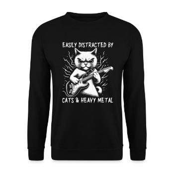 Chat Heavy Metal Musique Dire Humour Drôle - Sweat-shirt Unisexe - noir - Devant - Alina (178cm) & Michal (187cm)