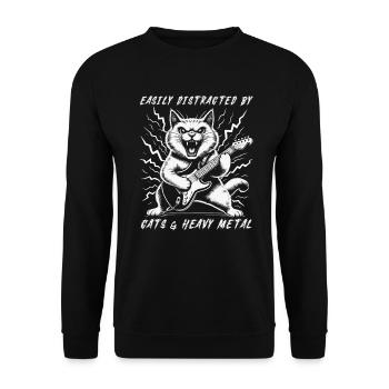 Chat Heavy Metal Musique Dire Humour Drôle - Sweat-shirt Unisexe - noir - Devant - Alina (178cm) & Michal (187cm)