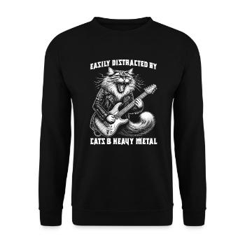 Chat Heavy Metal Musique Humour Drôle Idée Cadeau - Sweat-shirt Unisexe - noir - Devant - Alina (178cm) & Michal (187cm)