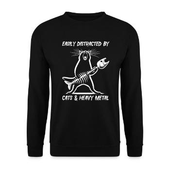 Chat Heavy Metal Musique Humour Drôle Idée Cadeau - Sweat-shirt Unisexe - noir - Devant - Alina (178cm) & Michal (187cm)