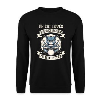 Cat Rock Music Humor Funny Gift Idea - Unisex Sweatshirt - black - Front - Alina (178cm) & Michal (187cm)