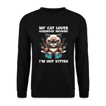 Cat Rock Music Humor Funny Gift Idea - Unisex Sweatshirt - black - Front - Alina (178cm) & Michal (187cm)