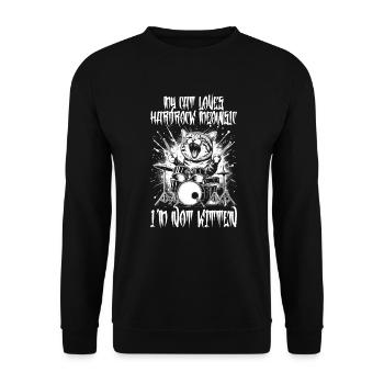 Cat Rock Music Humor Funny Gift Idea - Unisex Sweatshirt - black - Front - Alina (178cm) & Michal (187cm)