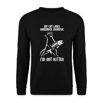 Katze Rock Musik Humor Lustig Geschenkidee - Unisex Pullover - Schwarz - Vorne - Alina (178cm) & Michal (187cm)