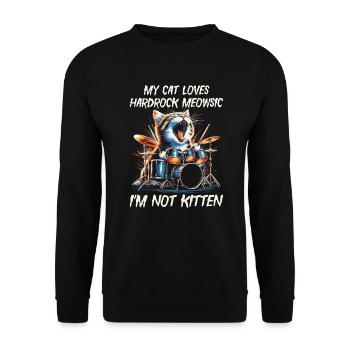 Cat Rock Music Humor Funny Gift Idea - Unisex Sweatshirt - black - Front - Alina (178cm) & Michal (187cm)