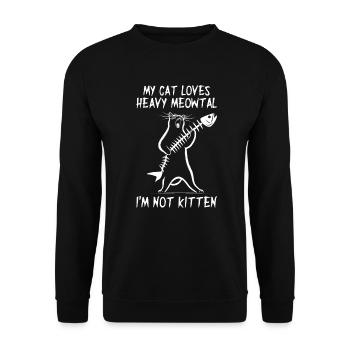 Heavy Metal Katze Musik Humor lustige Geschenkidee - Unisex Pullover - Schwarz - Vorne - Alina (178cm) & Michal (187cm)